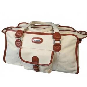 Samsonite Taiwan Duffle Bag 21" Travel Carry-On Beige Canvas